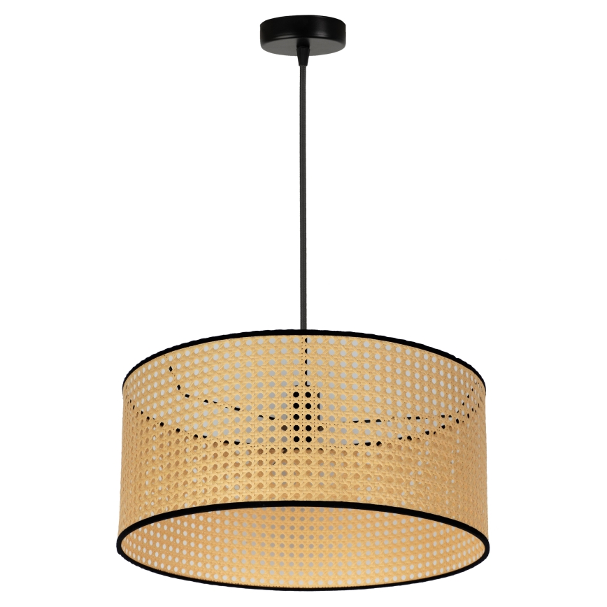 Duolla - Luster na lanku ROLLER 1xE27/15W/230V pr. 45 cm ratan/čierna