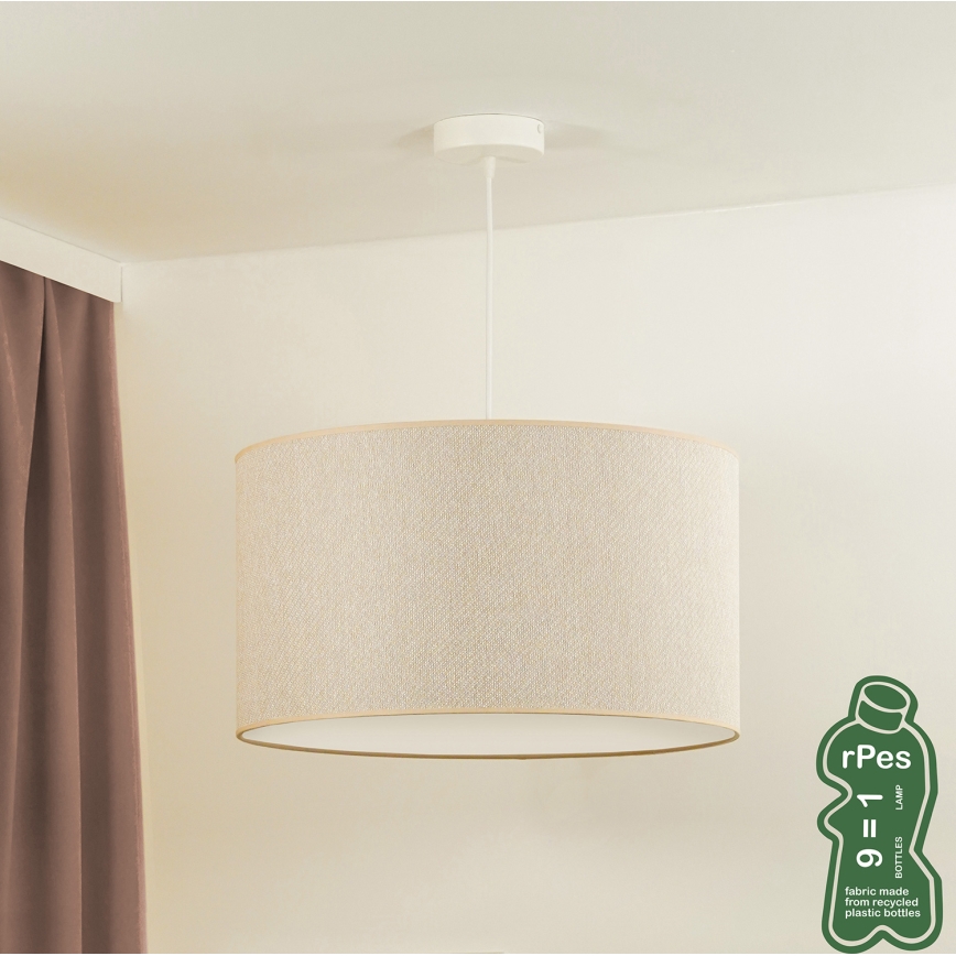 Duolla - Luster na lanku ROLLER ECO RECYCLING 1xE27/15W/230V pr. 45 cm krémová
