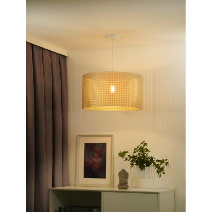 Duolla - Luster na lanku ROLLER RATTAN 1xE27/15W/230V pr. 45 cm béžová