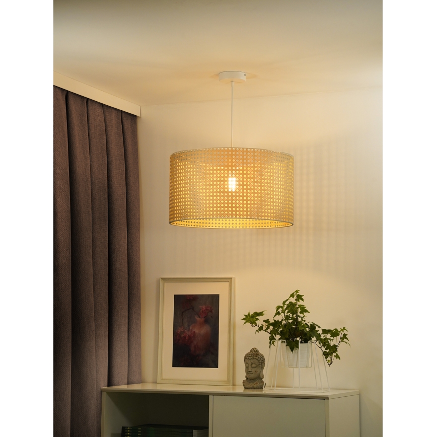 Duolla - Luster na lanku ROLLER RATTAN 1xE27/15W/230V pr. 45 cm béžová
