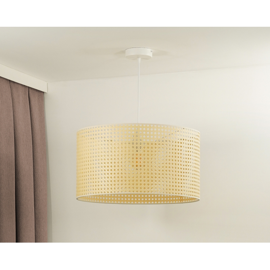 Duolla - Luster na lanku ROLLER RATTAN 1xE27/15W/230V pr. 45 cm béžová