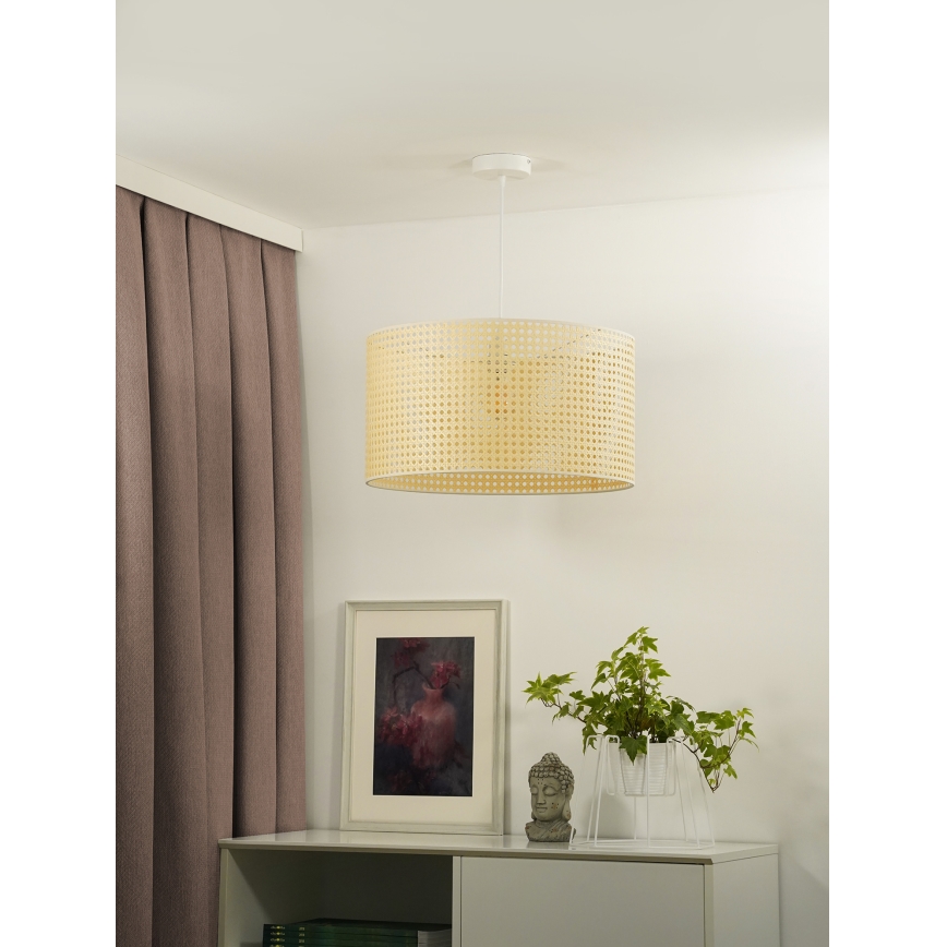 Duolla - Luster na lanku ROLLER RATTAN 1xE27/15W/230V pr. 45 cm béžová