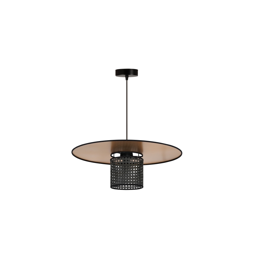 Duolla - Luster na lanku TOKYO RATTAN 1xE27/15W/230V pr. 50 cm zlatá/čierna