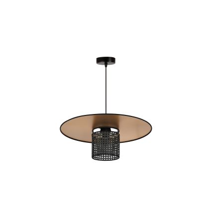 Duolla - Luster na lanku TOKYO RATTAN 1xE27/15W/230V pr. 50 cm zlatá/čierna
