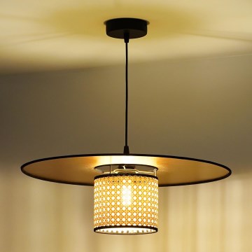 Duolla - Luster na lanku TOKYO RATTAN 1xE27/15W/230V pr. 50 cm zlatá/ratan