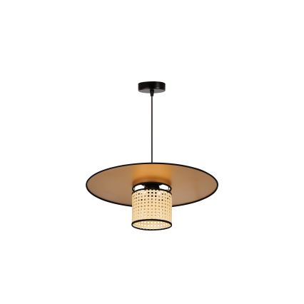 Duolla - Luster na lanku TOKYO RATTAN 1xE27/15W/230V pr. 50 cm zlatá/ratan