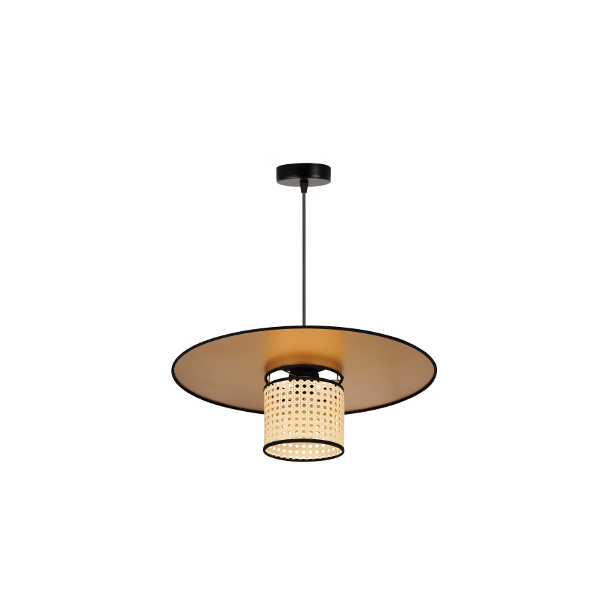 Duolla - Luster na lanku TOKYO RATTAN 1xE27/15W/230V pr. 50 cm zlatá/ratan