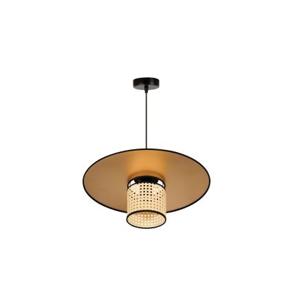 Duolla - Luster na lanku TOKYO RATTAN 1xE27/15W/230V pr. 50 cm zlatá/ratan