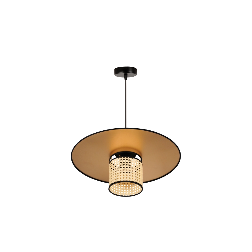 Duolla - Luster na lanku TOKYO RATTAN 1xE27/15W/230V pr. 50 cm zlatá/ratan