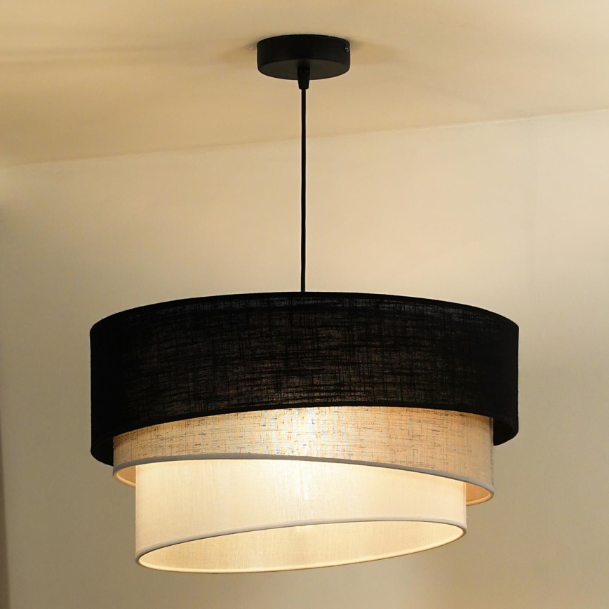 Duolla - Luster na lanku TRIO 1xE27/15W/230V pr. 45 cm čierna/šedá/biela