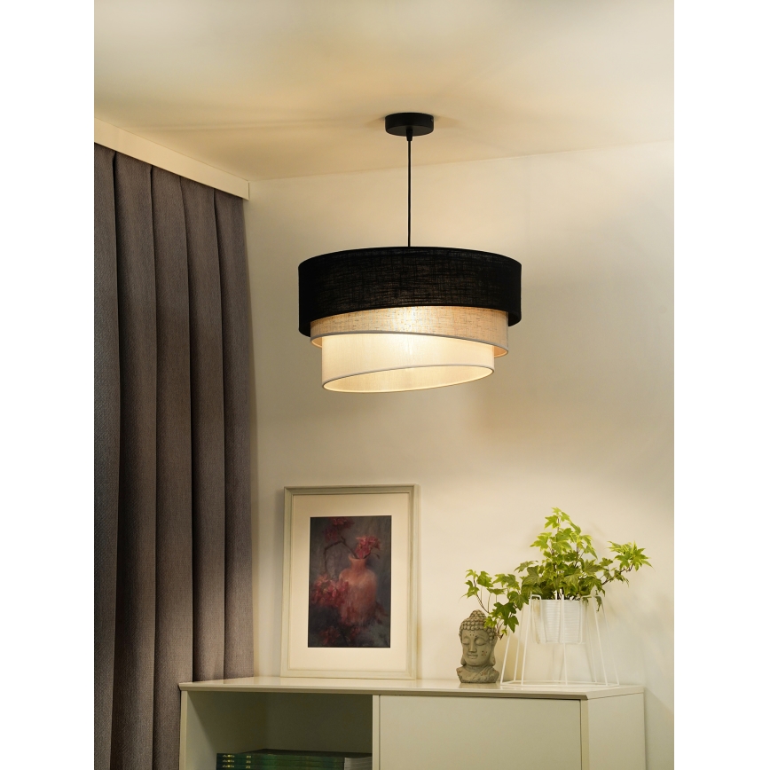 Duolla - Luster na lanku TRIO 1xE27/15W/230V pr. 45 cm čierna/šedá/biela