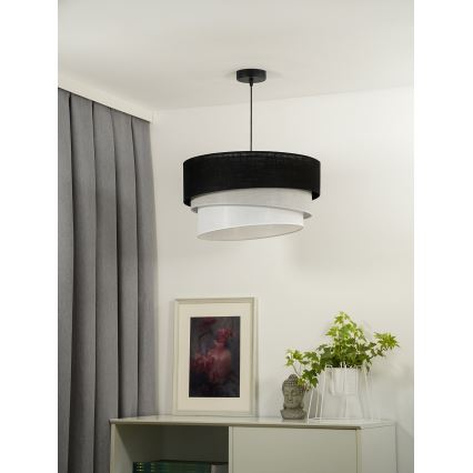 Duolla - Luster na lanku TRIO 1xE27/15W/230V pr. 45 cm čierna/šedá/biela