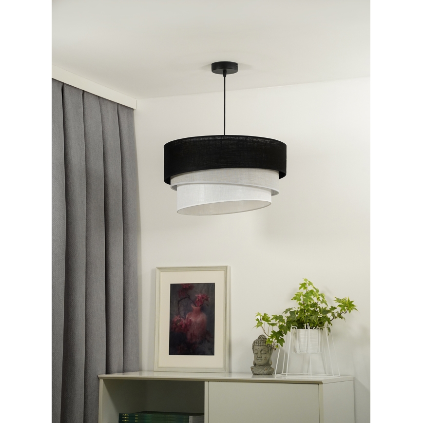 Duolla - Luster na lanku TRIO 1xE27/15W/230V pr. 45 cm čierna/šedá/biela