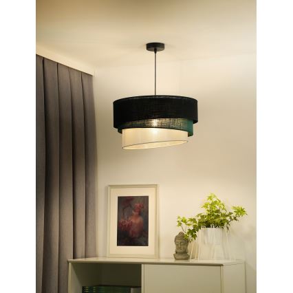 Duolla - Luster na lanku TRIO 1xE27/15W/230V pr. 45 cm čierna/zelená/biela