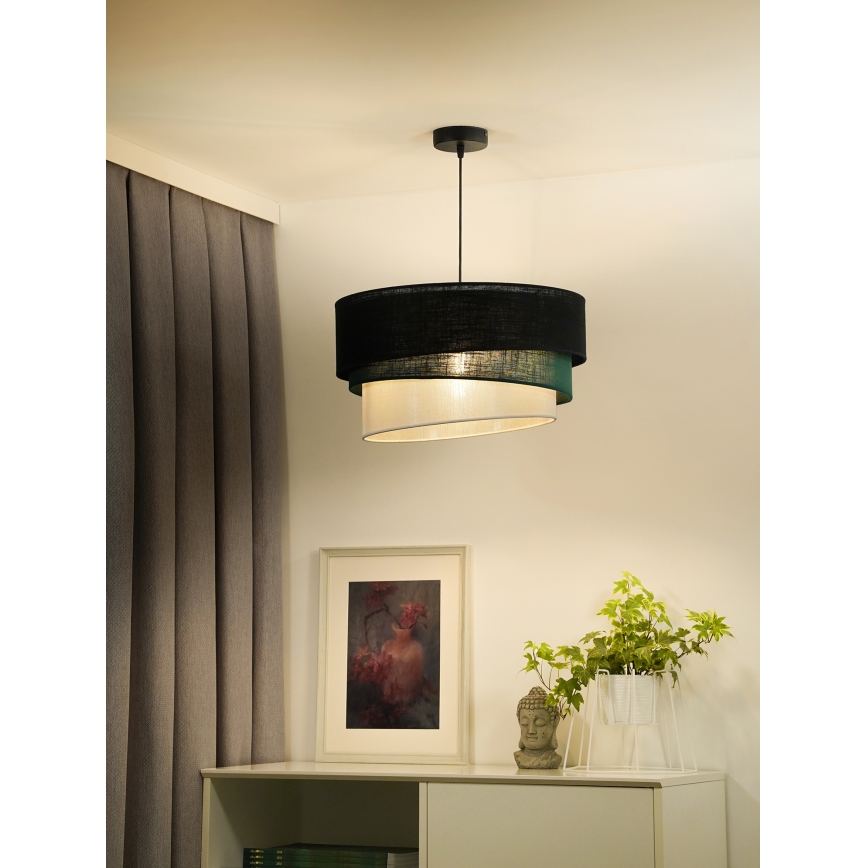 Duolla - Luster na lanku TRIO 1xE27/15W/230V pr. 45 cm čierna/zelená/biela