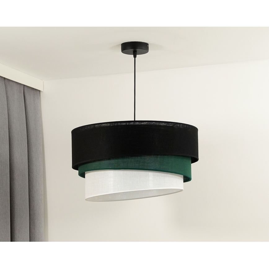 Duolla - Luster na lanku TRIO 1xE27/15W/230V pr. 45 cm čierna/zelená/biela