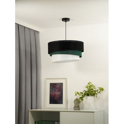 Duolla - Luster na lanku TRIO 1xE27/15W/230V pr. 45 cm čierna/zelená/biela