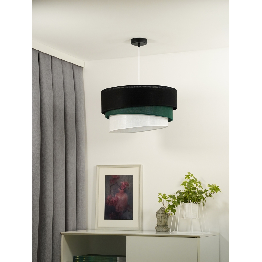 Duolla - Luster na lanku TRIO 1xE27/15W/230V pr. 45 cm čierna/zelená/biela