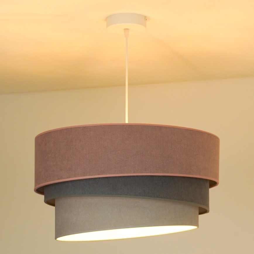 Duolla - Luster na lanku TRIO 1xE27/15W/230V pr. 45 cm ružová/šedá/biela