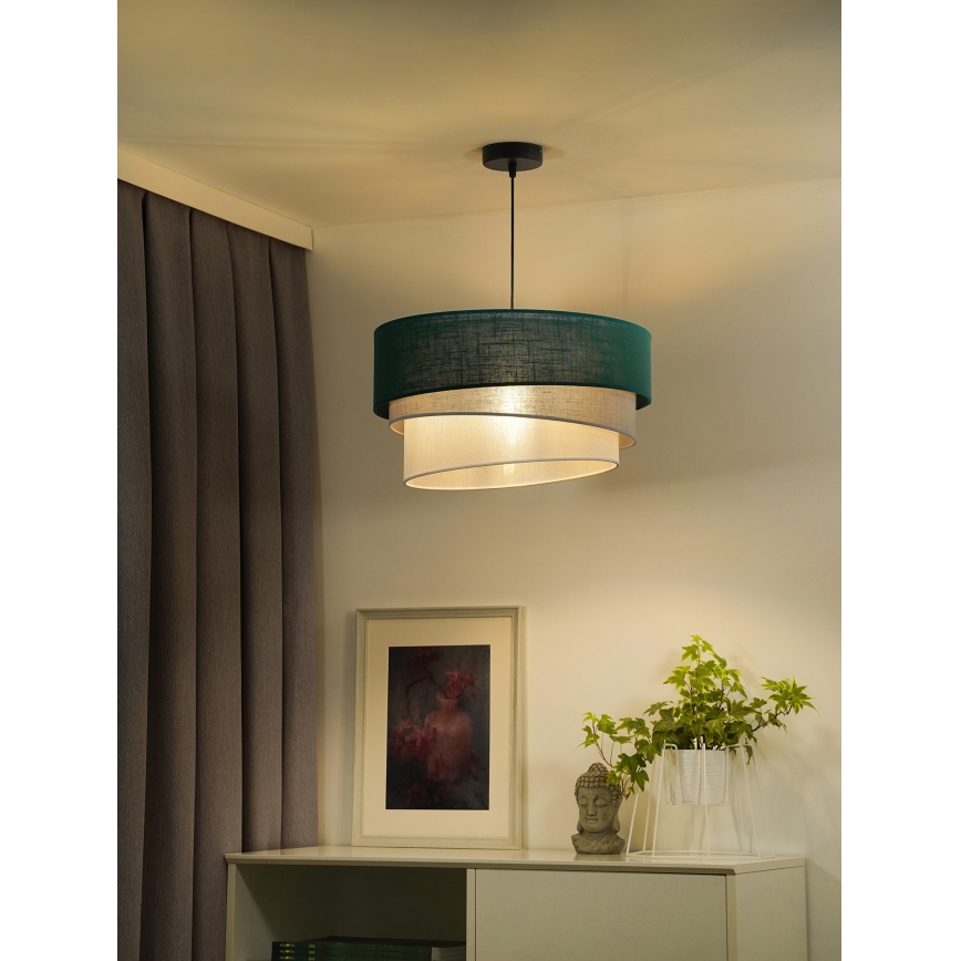 Duolla - Luster na lanku TRIO 1xE27/15W/230V pr. 45 cm zelená/šedá/biela