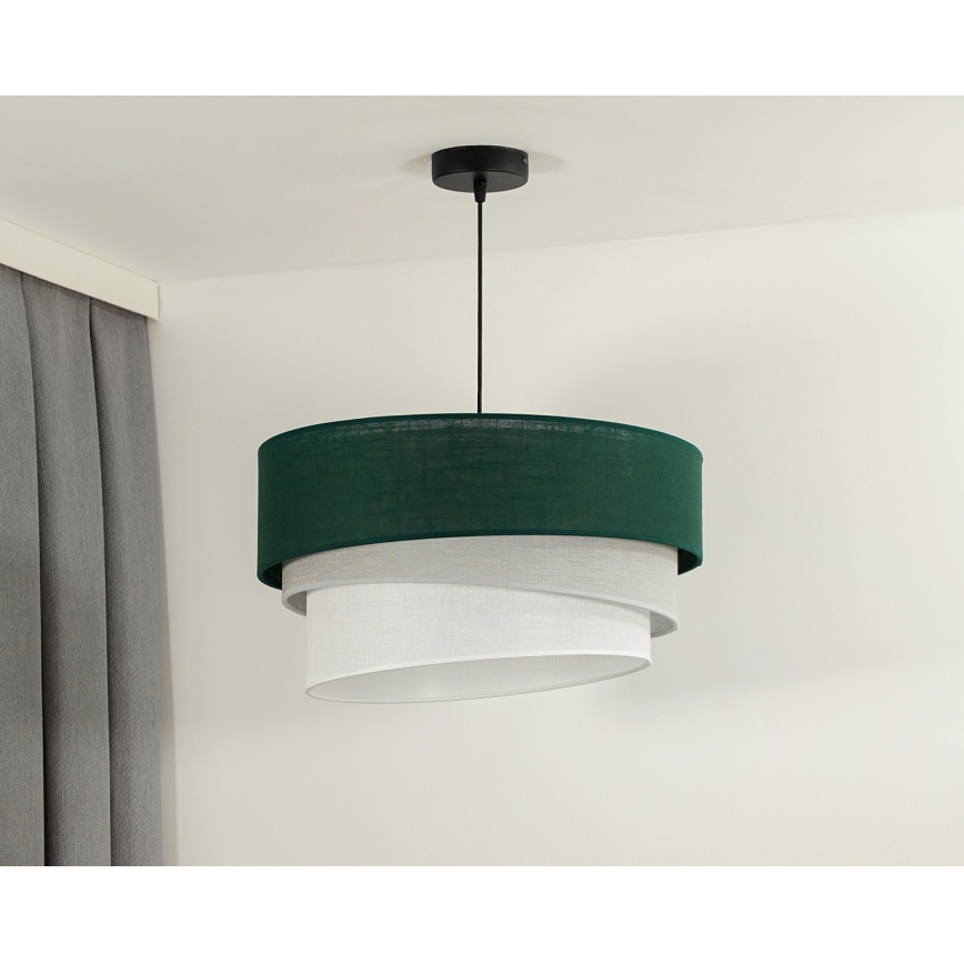 Duolla - Luster na lanku TRIO 1xE27/15W/230V pr. 45 cm zelená/šedá/biela