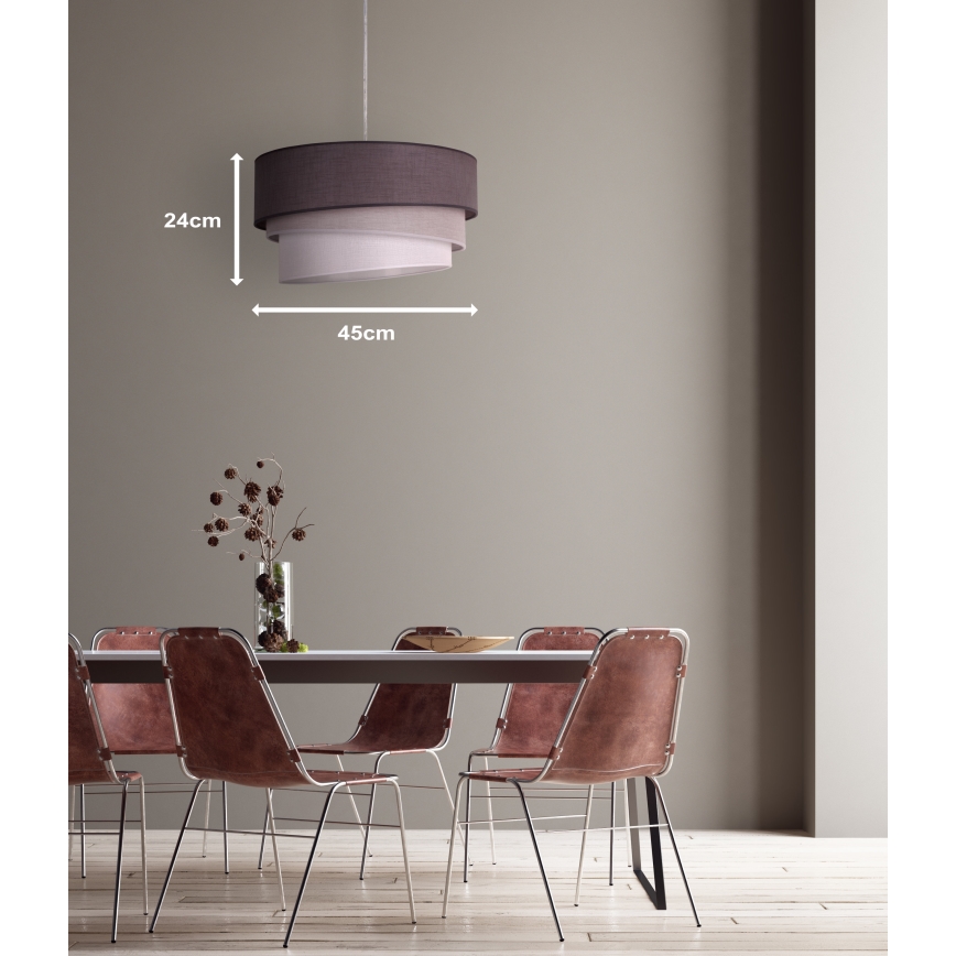Duolla - Luster na lanku TRIO 1xE27/40W/230V pr. 45 cm antracit/šedá/biela