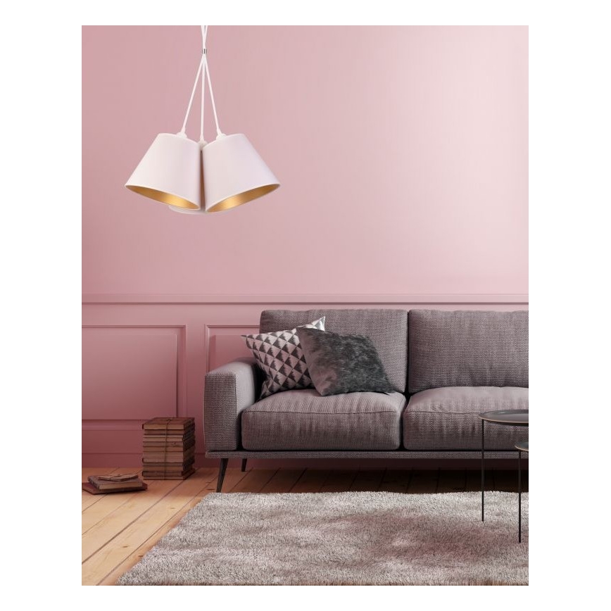 Duolla - Luster na lanku TWIGGY 3xE27/40W/230V pr. 60 cm biela