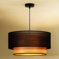 Duolla - Luster na lanku WOOD BOHO 1xE27/15W/230V pr. 45 cm čierna/béžová