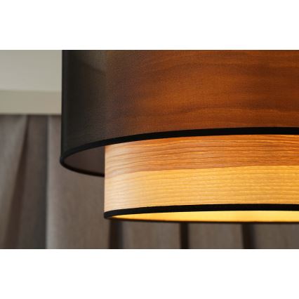 Duolla - Luster na lanku WOOD BOHO 1xE27/15W/230V pr. 45 cm čierna/béžová