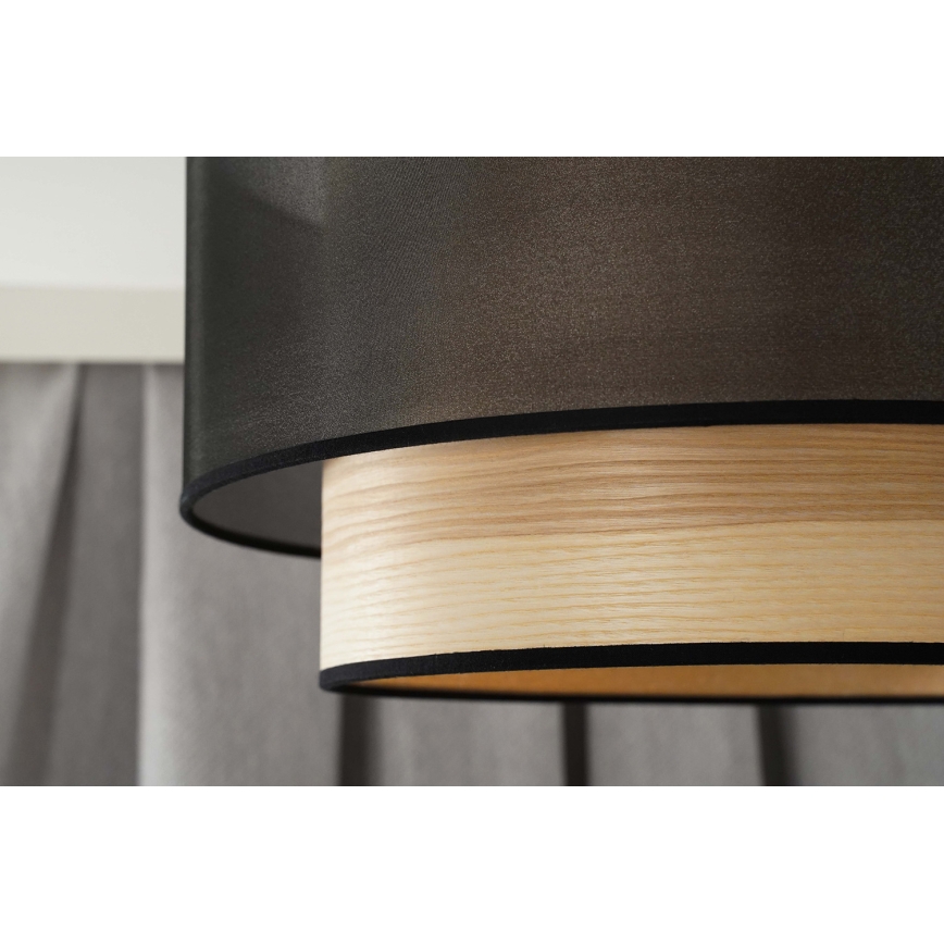 Duolla - Luster na lanku WOOD BOHO 1xE27/15W/230V pr. 45 cm čierna/béžová