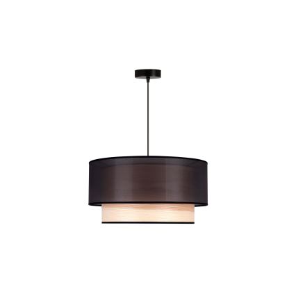 Duolla - Luster na lanku WOOD BOHO 1xE27/15W/230V pr. 45 cm čierna/béžová