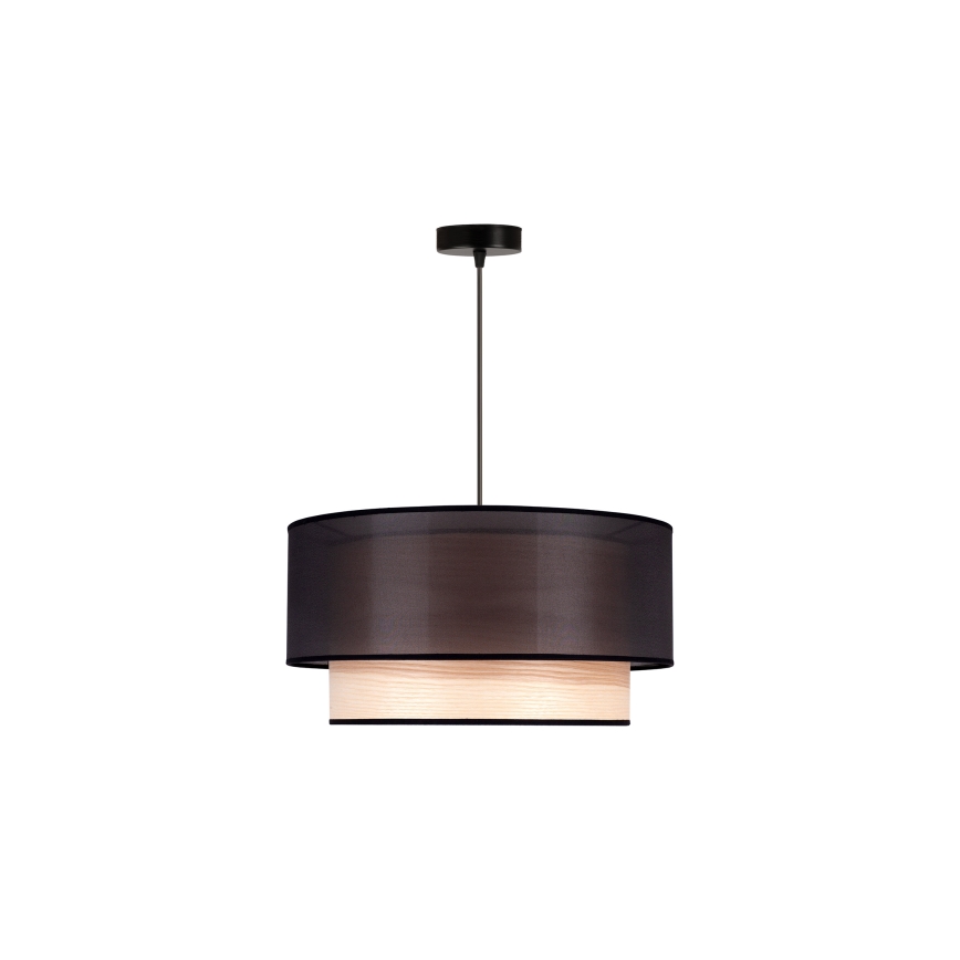 Duolla - Luster na lanku WOOD BOHO 1xE27/15W/230V pr. 45 cm čierna/béžová
