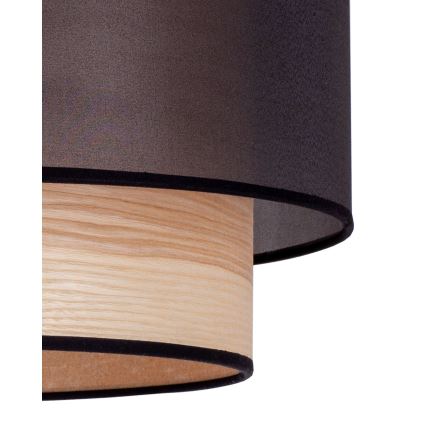 Duolla - Luster na lanku WOOD BOHO 1xE27/15W/230V pr. 45 cm čierna/béžová