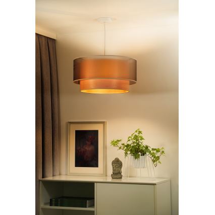 Duolla - Luster na lanku WOOD BOHO 1xE27/15W/230V pr. 45 cm medená/béžová