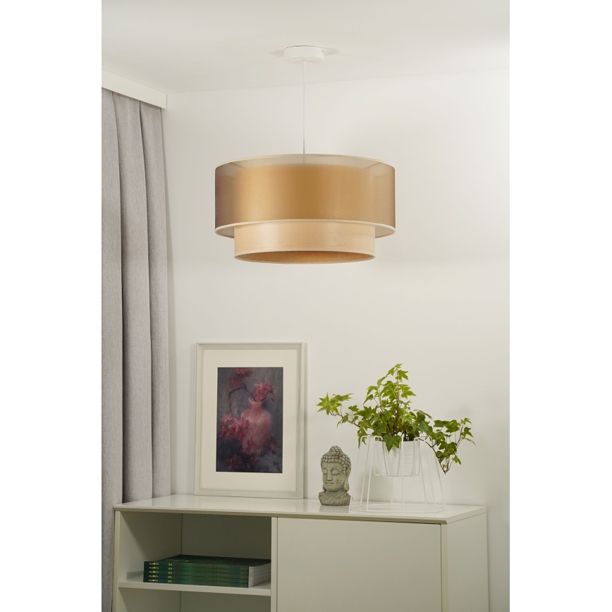 Duolla - Luster na lanku WOOD BOHO 1xE27/15W/230V pr. 45 cm medená/béžová