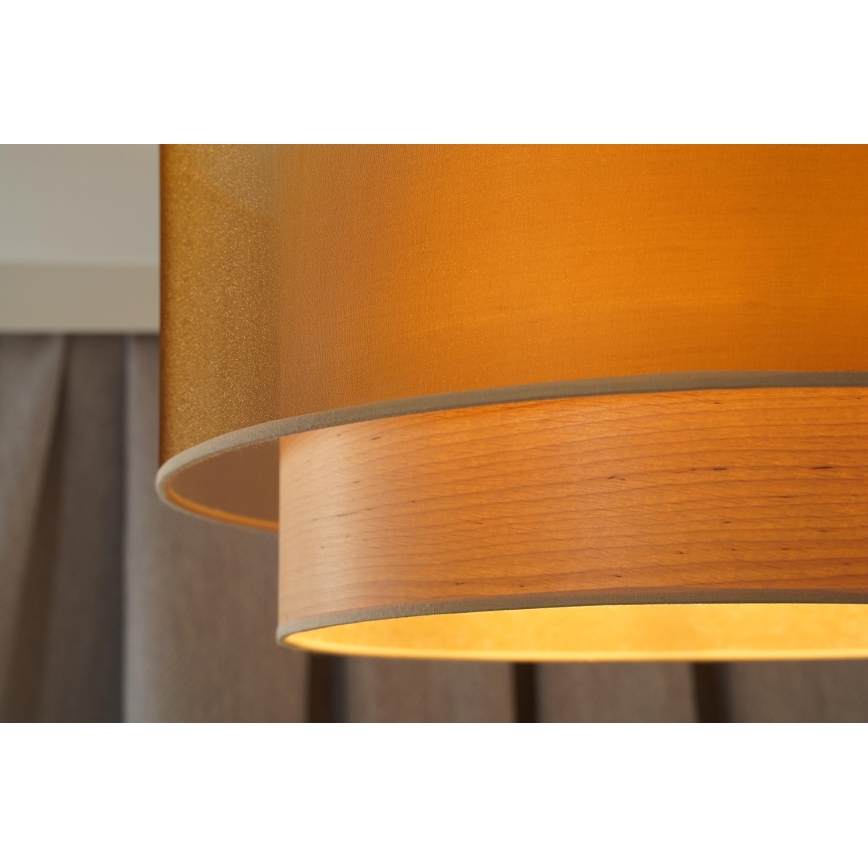 Duolla - Luster na lanku WOOD BOHO 1xE27/15W/230V pr. 45 cm medená/béžová