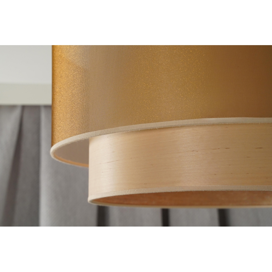 Duolla - Luster na lanku WOOD BOHO 1xE27/15W/230V pr. 45 cm medená/béžová