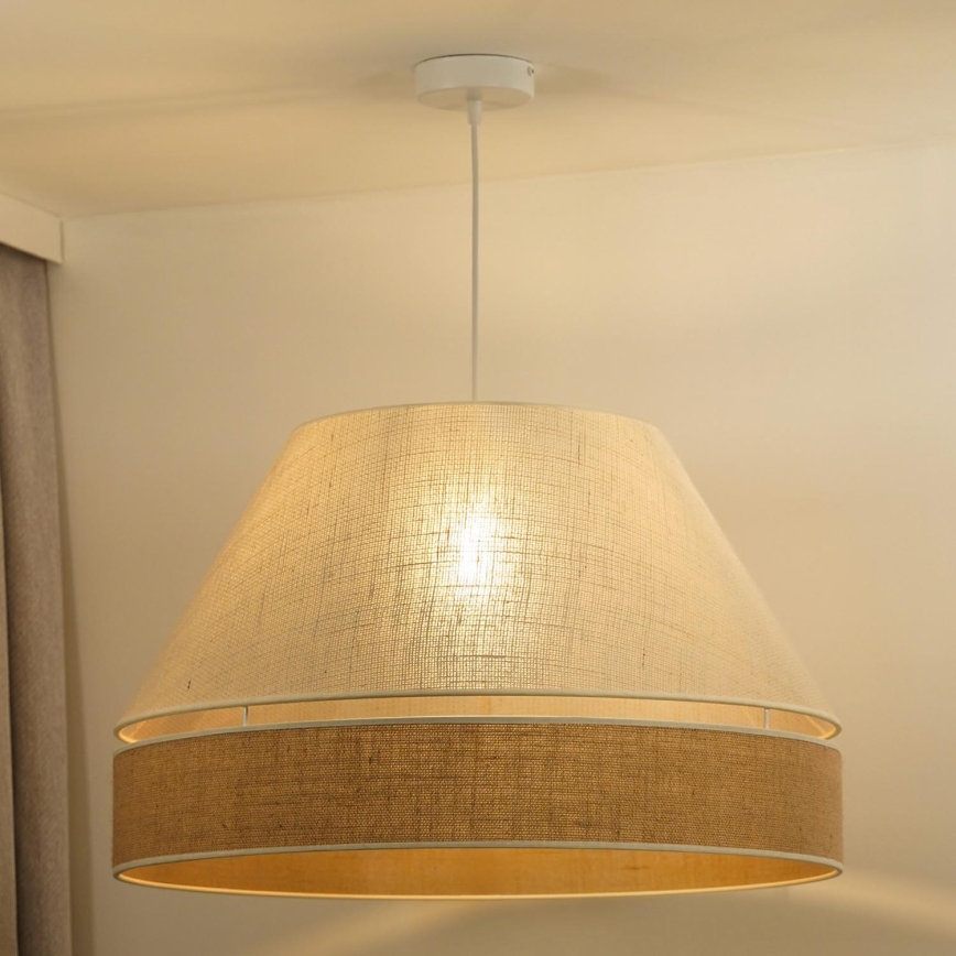 Duolla - Luster na lanku YUTE AVIGNON 1xE27/15W/230V pr. 60 cm šedá/hnedá