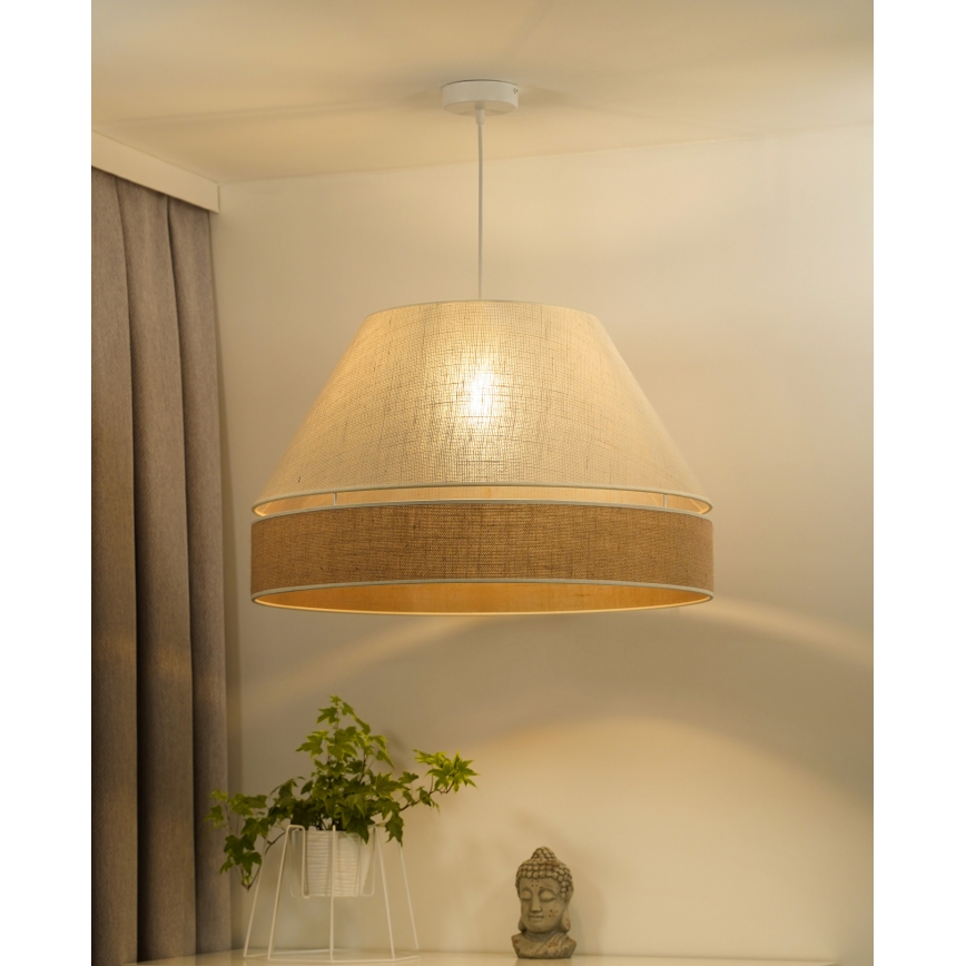 Duolla - Luster na lanku YUTE AVIGNON 1xE27/15W/230V pr. 60 cm šedá/hnedá