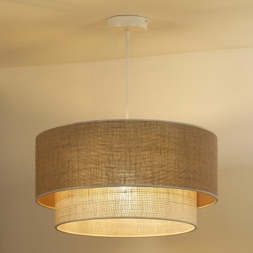 Duolla - Luster na lanku YUTE BOHO 1xE27/15W/230V pr. 45 cm hnedá/krémová