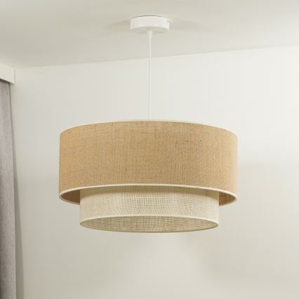 Duolla - Luster na lanku YUTE BOHO 1xE27/15W/230V pr. 45 cm hnedá/krémová