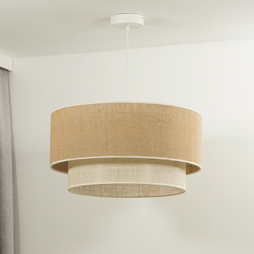 Duolla - Luster na lanku YUTE BOHO 1xE27/15W/230V pr. 45 cm hnedá/krémová