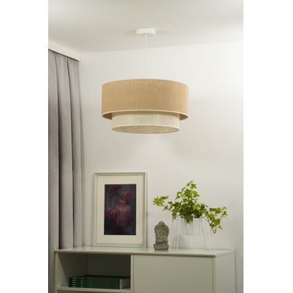 Duolla - Luster na lanku YUTE BOHO 1xE27/15W/230V pr. 45 cm hnedá/krémová