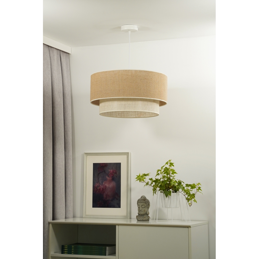 Duolla - Luster na lanku YUTE BOHO 1xE27/15W/230V pr. 45 cm hnedá/krémová