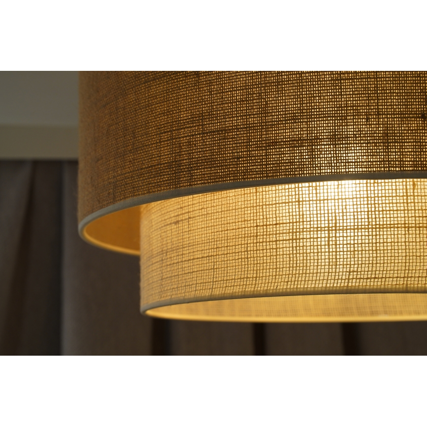 Duolla - Luster na lanku YUTE BOHO 1xE27/15W/230V pr. 45 cm hnedá/krémová