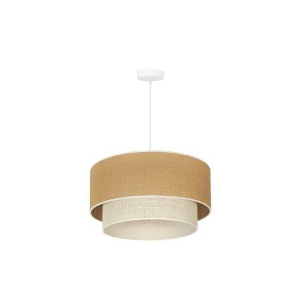 Duolla - Luster na lanku YUTE BOHO 1xE27/15W/230V pr. 45 cm hnedá/krémová