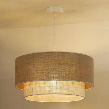 Duolla - Luster na lanku YUTE BOHO 3xE27/15W/230V pr. 60 cm hnedá/krémová