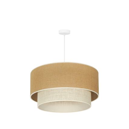 Duolla - Luster na lanku YUTE BOHO 3xE27/15W/230V pr. 60 cm hnedá/krémová