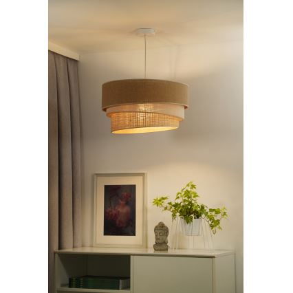 Duolla - Luster na lanku YUTE TRIO 1xE27/15W/230V pr. 45 cm hnedá/šedá/béžová