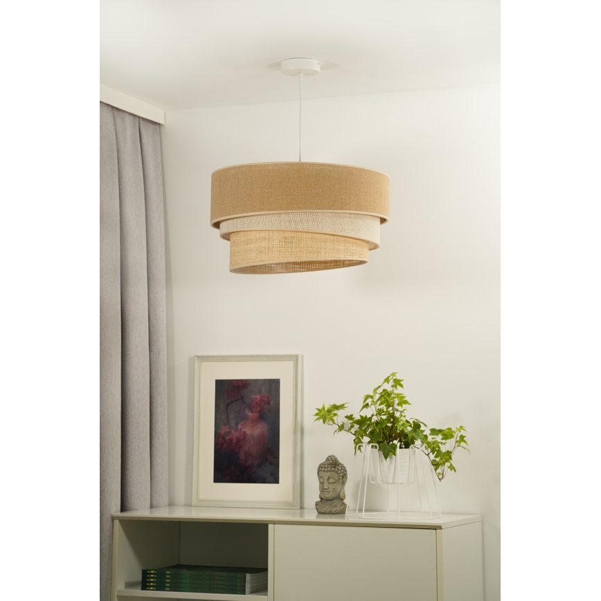 Duolla - Luster na lanku YUTE TRIO 1xE27/15W/230V pr. 45 cm hnedá/šedá/béžová